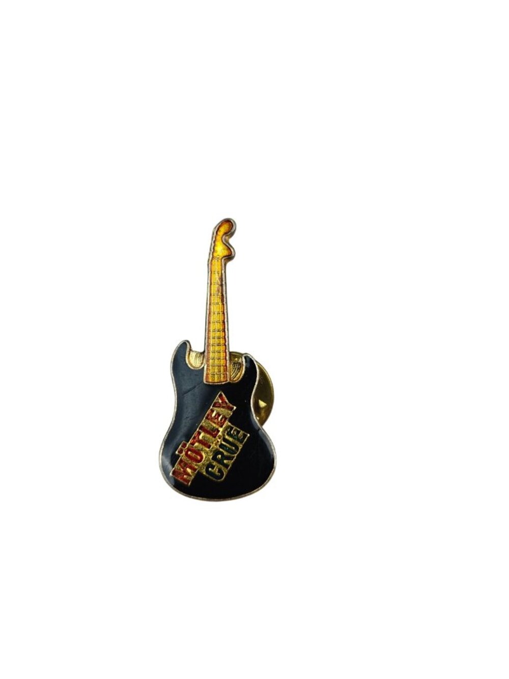 Vintage Motley Crue Lapel Pin Guitar Enamel Black & Gold Rock Hair Metal
